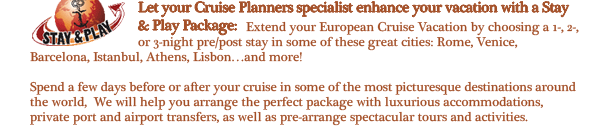 Let your Tracy & Bruno Bonetti Specialist Enhance your vacation with a Stay and Play Package!